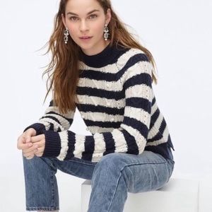 J. Crew Striped Cable Bobble Sweater